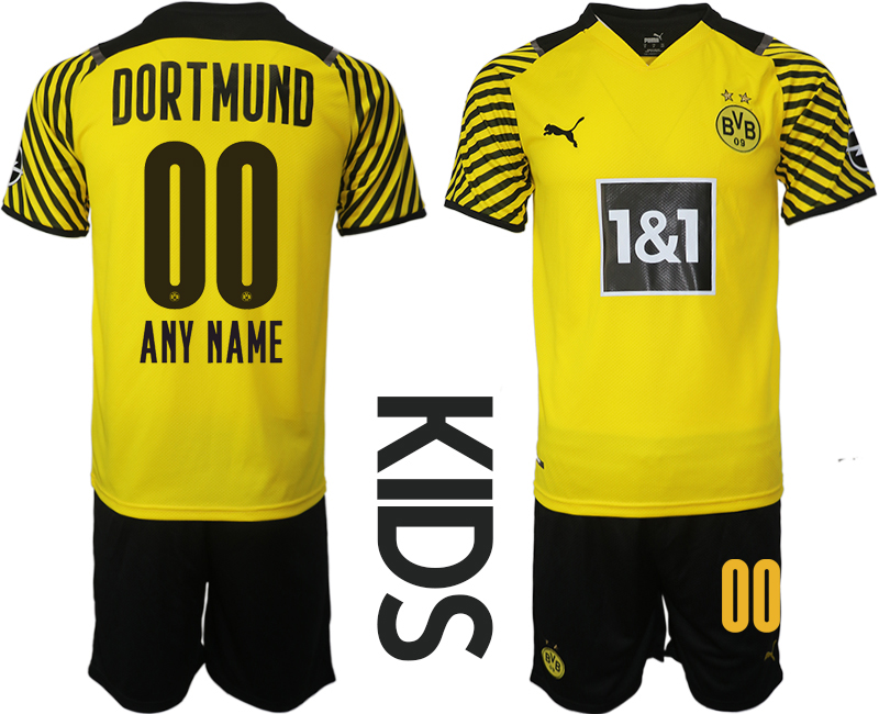 Youth 2021-2022 Club Borussia Dortmund home customized yellow Soccer Jersey->real madrid jersey->Soccer Club Jersey